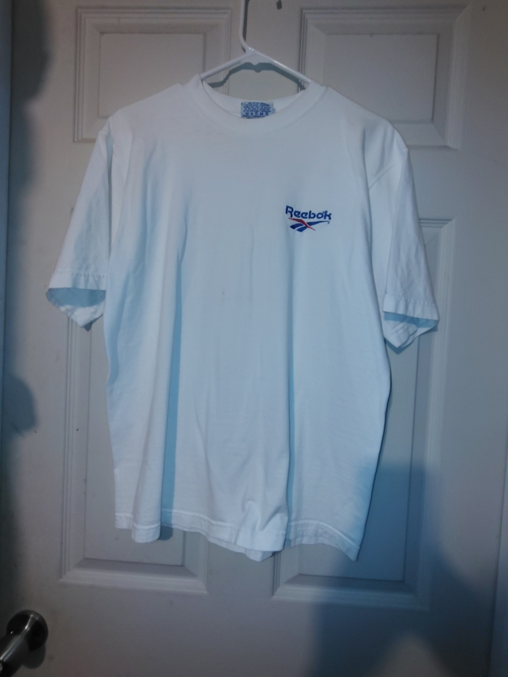 Reebok White Short Sleeve Tee with Blue & Red Logo